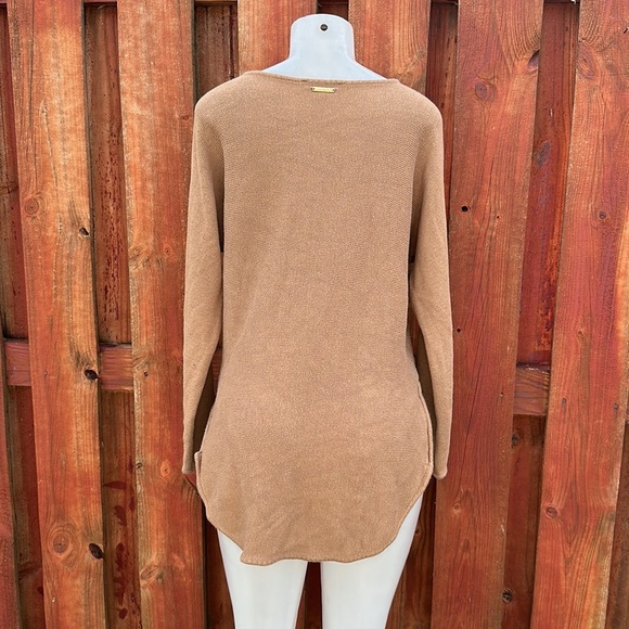 MICHAEL Michael Kors Tan Knitted Long Sleeve Side Zip Relaxed Sweater Size M - Picture 7 of 9